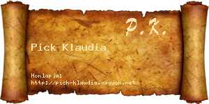 Pick Klaudia névjegykártya